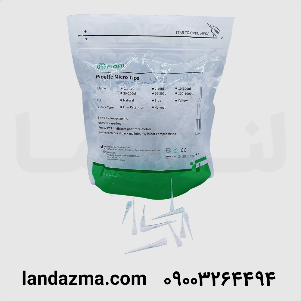 سر سمپلر λ0/1 - 10 استریل فیلتردار کریستالی بلند 1000عددی DNAse/RNAse Free
